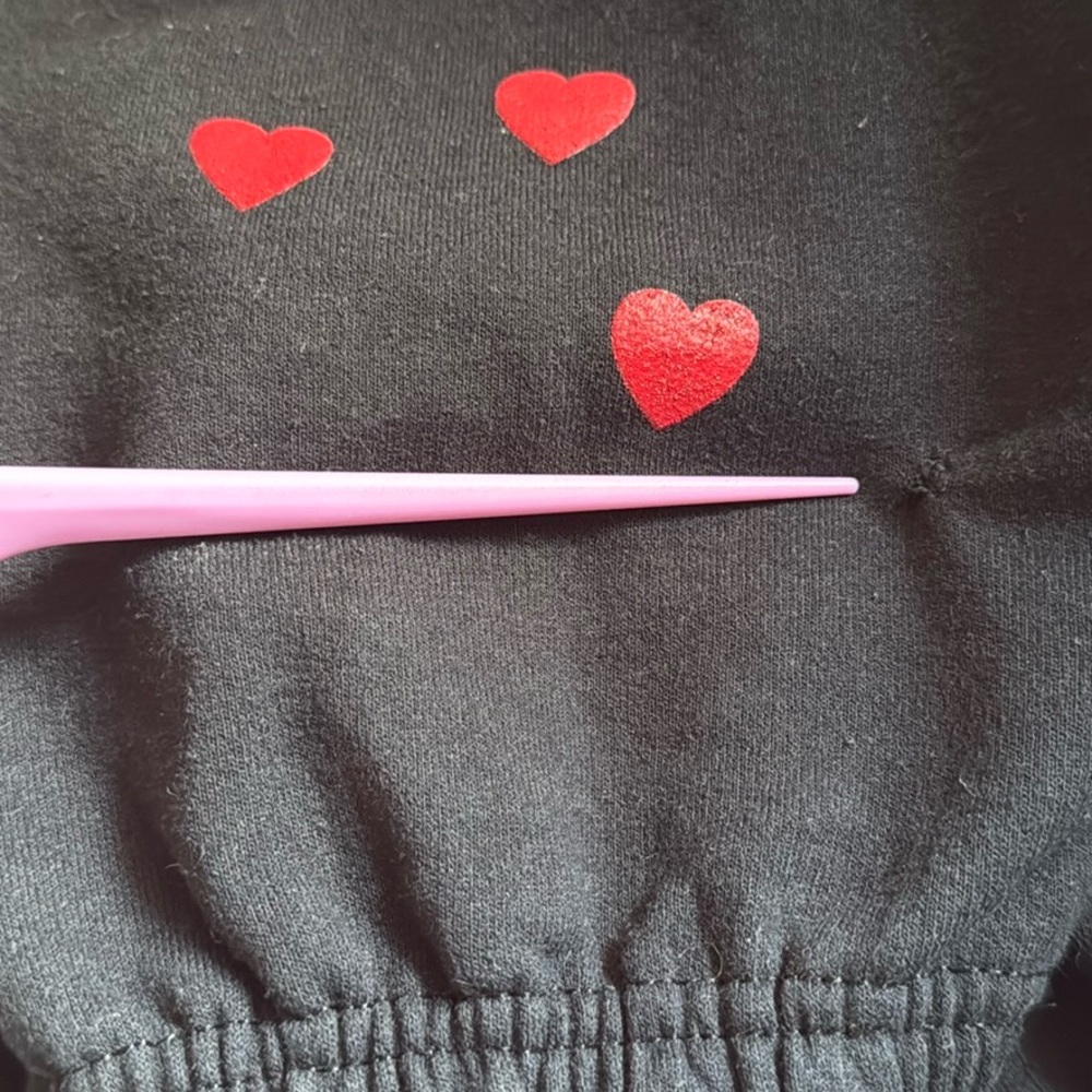 Taylor Swift Black Women’s Sweatpants with Red Hearts on the leg, Size Large - Picture 6 of 6